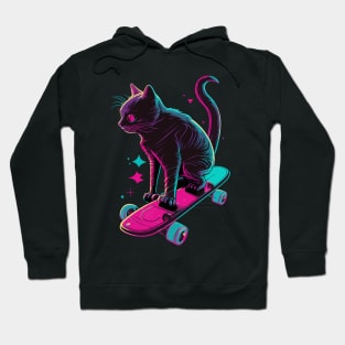 Skateboarding Cat Gifts Funny Cat Hoodie